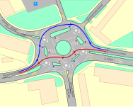 Map with traffic direction and two routes from Fleming Way to Queen's Drive