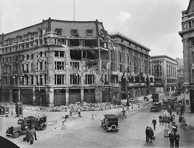 File:The damaged Peter Robinson department store at Oxford Circus, following a German air raid on London, September 1940. D1096.jpg