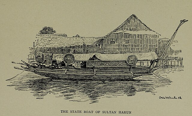 The state boat, a dapang, of Sultan Harun Ar-Rashid of Sulu (c. 1898)