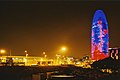 Torre Agbar de noche, 3 de febrero de 2007