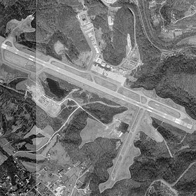 A légi felvétel a háromállami repülőtérre