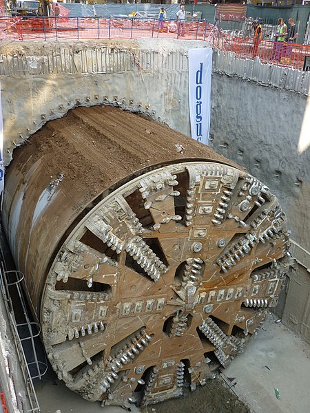 File:Tunnel boring machine in Sofia - construction of the subway, Line 2, Vitosha Boulevard, Sofia, Bulgaria.JPG