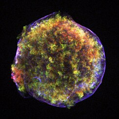 Die oorblyfsel van SN 1572, soos gesien deur die Chandra-X-straalsterrewag.