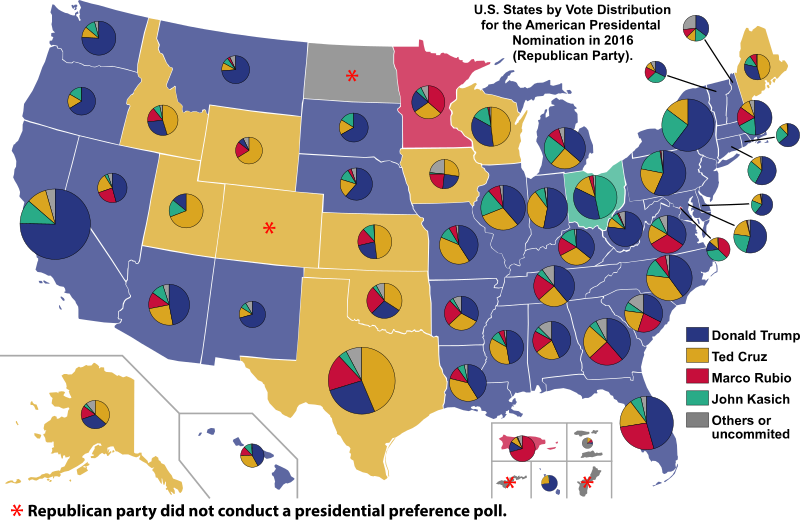 USA States by Vote Distribution, 2016 (Republican Party). Svg