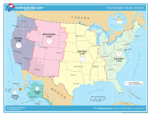 U.S. time zones (some U.S. time zones are not on this map) US-Timezones.svg