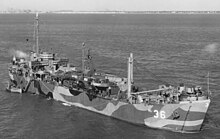 USS Gordius (ARL-36) at anchor in Hampton Roads, Virginia (USA), 4 October 1945 (80-G-359351).jpg