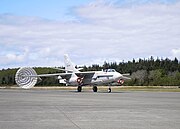US Navy 110429-N-ZK021-001 A Douglas A-3 Skywarrior deploys its parachute during a landing at Naval Air Station Whidbey Island.jpg