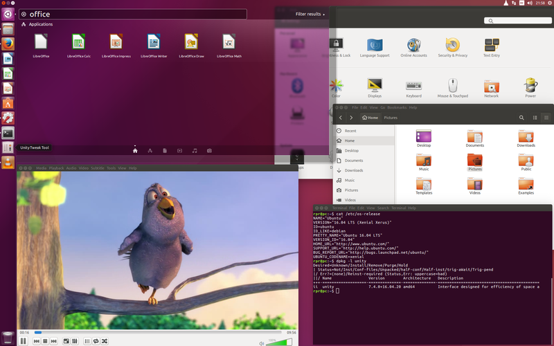 snapshot of Ubuntu 16.04 Desktop GUI
