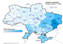 Viktor Yanukovych (first round) - percentage of total national vote (35.33%), 2010 Ukraine Presidential Jan 2010 Vote (Yanukovych).png