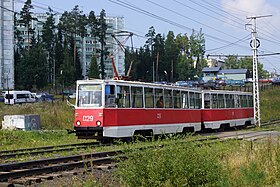 ウスチ＝イリムスク市電の主力車両・KTM-5（2020年撮影）