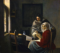 لوحة Vermeer Girl Interrupted at Her Music، يوهانس فيرمير، 1658-1661