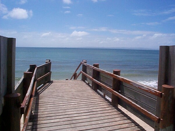 Matthew Flinders sailed between Moreton Island and Bribie Island in 1799.