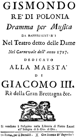 <i>Gismondo, Re di Polonia</i> 1727 opera by Leonardo Vinci