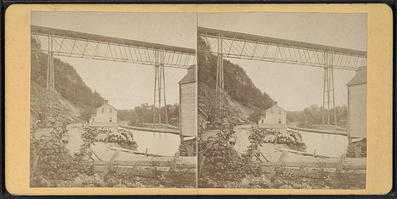 File:W.V.R.R. Bridge, Rosendale, looking down the Creek, by D. J. Auchmoody.jpg