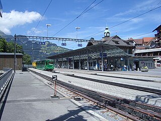 <span class="mw-page-title-main">Wengen railway station</span> Railway station in the canton of Bern, Switzerland