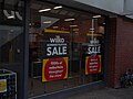 Administration posters, Wilkinson's, Biggin street, Loughborough, UK, August 2023