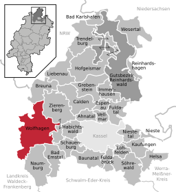 Läget för Wolfhagen i Landkreis Kassel