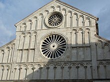 Front detail on the Cathedral of St. Anastasia in Zadar Zadar Sveta Stosija.jpg