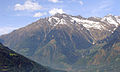 Mountains in Texel Group: Zielspitze, Schwarze Wand, Texelspitze und Roteck oberhalb von Partschins im Etschtal