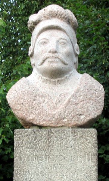 Statue for Swantopolk II of Pomerania in a park in Oliwa