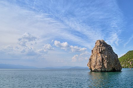 Cliff in the Lake Ohrid near the village Trpejca