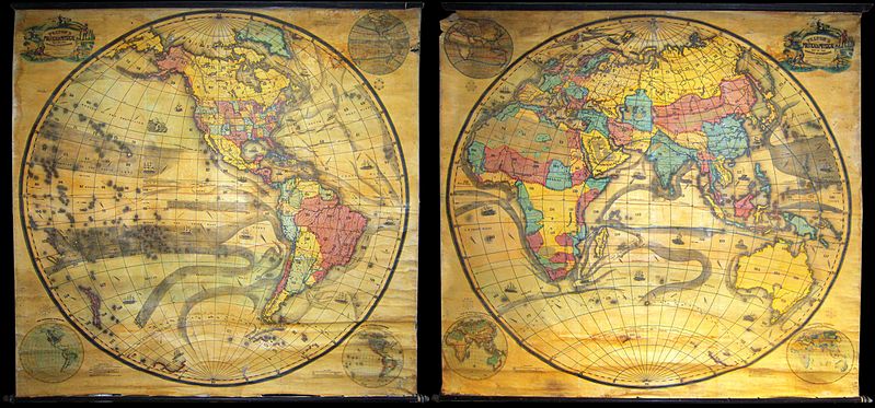 File:1858 Set of Two Pelton Wall Maps, Western Hemisphere and Eastern Hemisphere - Geographicus - World-pelton-1858.jpg