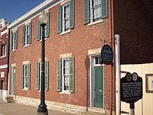 1859 Independence Jail. George Todd murdered one of the jail prisoners, together with a captured Federal officer, during the First Battle of Independence 1859 Independence, Missouri Jail.jpg