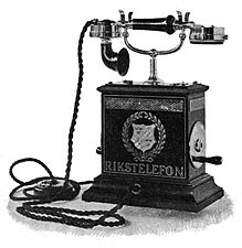 Plåttelefon, design Isak Gustaf Clason modell 1894