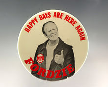 A campaign button for Gerald Ford's 1976 presidential campaign[16]