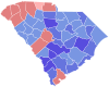 Blue counties were won by Hodges and red counties were won by Beasley 1998 South Carolina gubernatorial election results map by county.svg