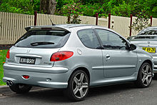 Peugeot 206 2000-2009 Dimensions Side View