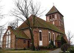 Die katholische, bis 1945 evangelische Pfarrkirche in Garbno (Lamgarben)