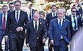 נתניהו, פוטין ונשיא סרביה אלכסנדר ווצ'יץ' במצעד, 9 במאי 2018