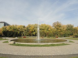 A fountain in the Mokotów Field, in Oleandrów, in 2018.