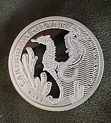 1 oz Silver Caribbean Seahorse - Sovereign coin backed by the Barbados government 2022 Barbados 1 oz Silver Caribbean Seahorse reverse.jpg