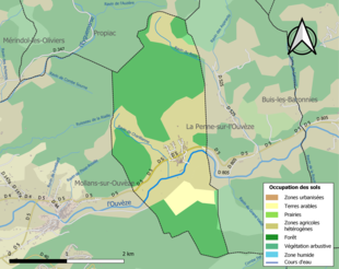 Kolorowa mapa przedstawiająca zagospodarowanie terenu.