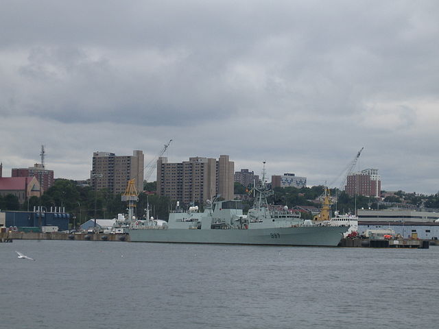 HMCS Fredericton docked at His Majesty's Canadian Dockyard Halifax