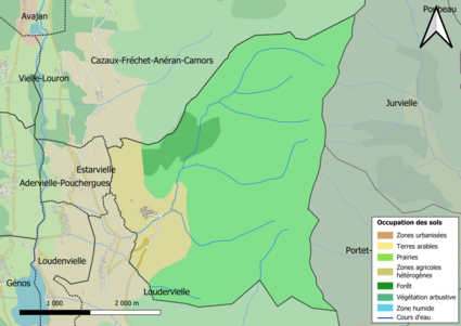 Mapa colorido mostrando o uso da terra.