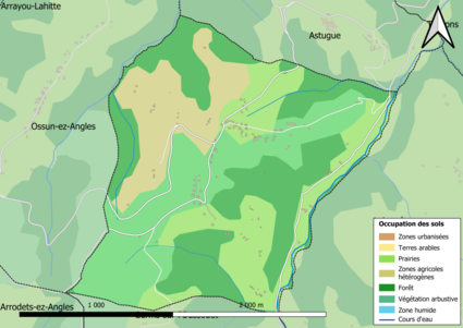 Barevná mapa znázorňující využití půdy.