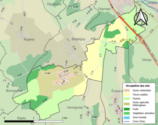 Carte des infrastructures et de l'occupation des sols de la commune en 2018 (CLC).