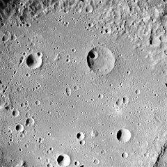 Apollo 16 image of interior of Mendeleev. Harden is in lower right. Benedict is along bottom edge. Fischer is above center, and Richards is in upper left. AS16-M-0874.jpg