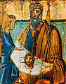 Re Abgar che mostra il Mandylion di Edessa.
