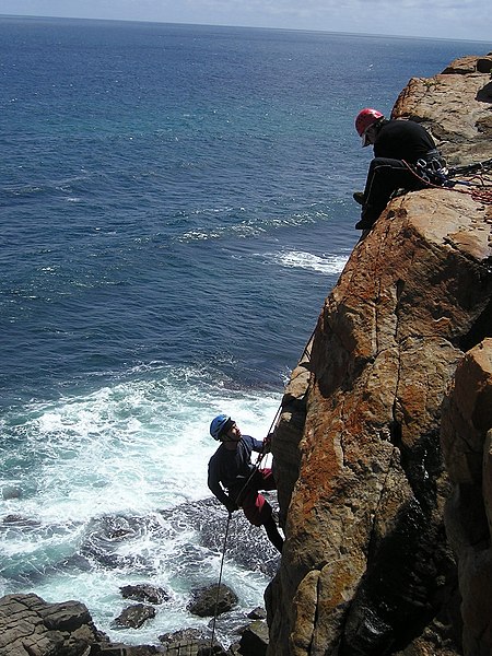 File:Abseiling in Willyabrup Sea Cliffs.jpg