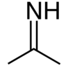 Skeletal formula of acetone imine Acetone imine simple.png