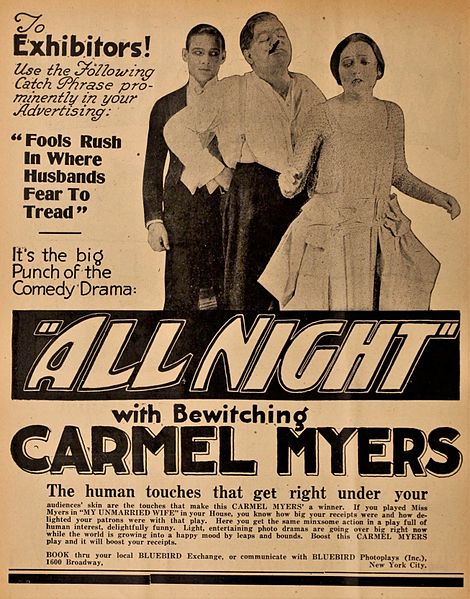 File:Advertisement for All Night, November 23rd, 1918.jpg