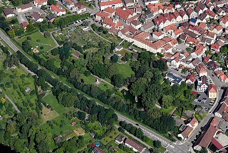 Aerial image of the Neues Schloss Ingelfingen (view from the southeast)