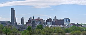 Skyline of Albany AlbanyNYPano.jpg