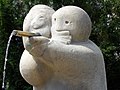 Alexander Zschokke (1894–1981) sculptor, Spielbrunnen or Muul Halte-Brunnen, 1952, height 110 cm, Gellert school house, schoolyard, Emanuel Büchel-Strasse 15, Basel