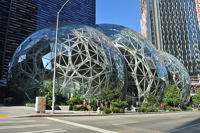 Amazon Spheres, part of the Amazon headquarters in Seattle, Washington in 2018.