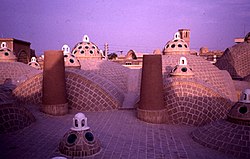 A roofscape from a neighborhood in the old part of Kashan, Iran.